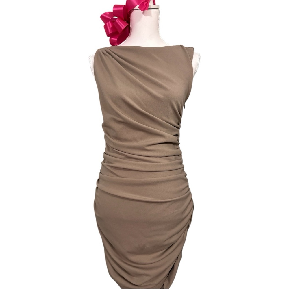 Elegant Tan Sleeveless Dress